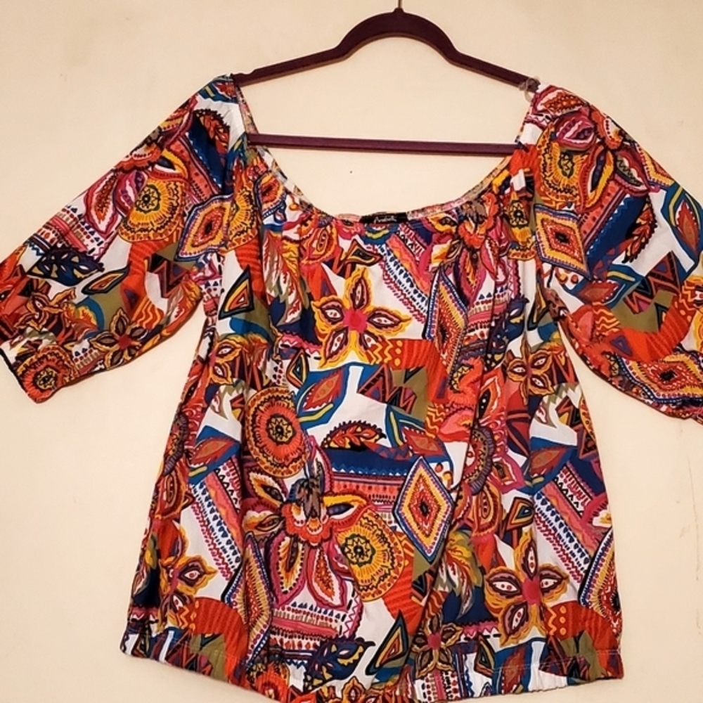 Arabella Bright Floral Tunic Top Shirt Women Size 3X Plus Size Pre-owned - Picture 5 of 12